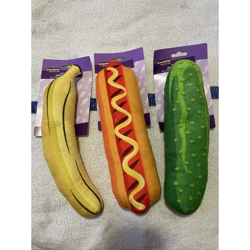 Funny Cat Toy Bundle Pickle Banana Hotdog Plush Toys